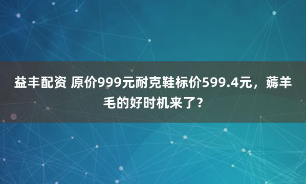 益丰配资 原价999元耐克鞋标价599.4元，薅羊毛的好时机来了？